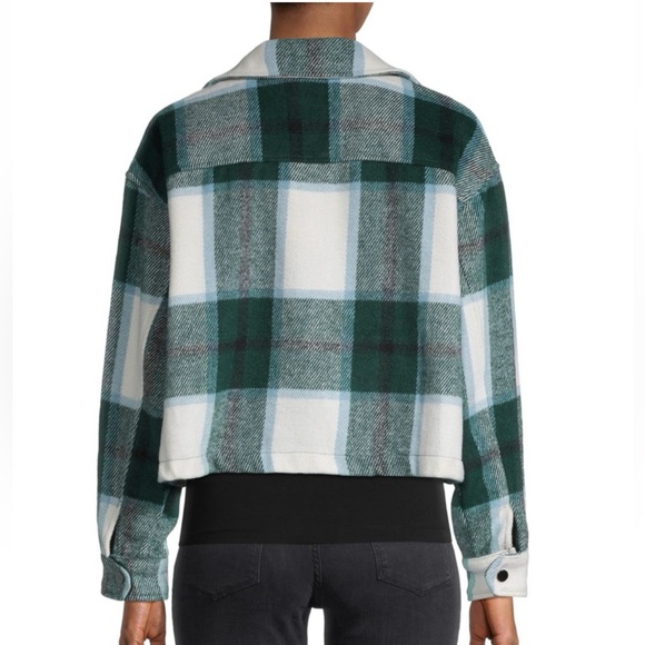 FOR THE REPUBLIC Plaid Cropped Shirt Jacket Snap Medium - Picture 3 of 13